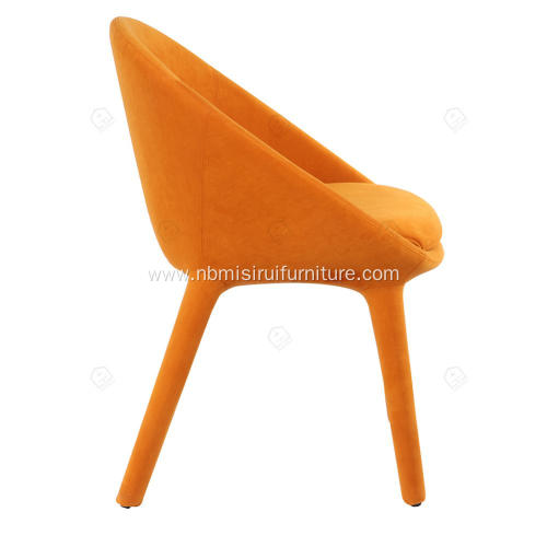 Italian minimalist orange genuine leather single chairs